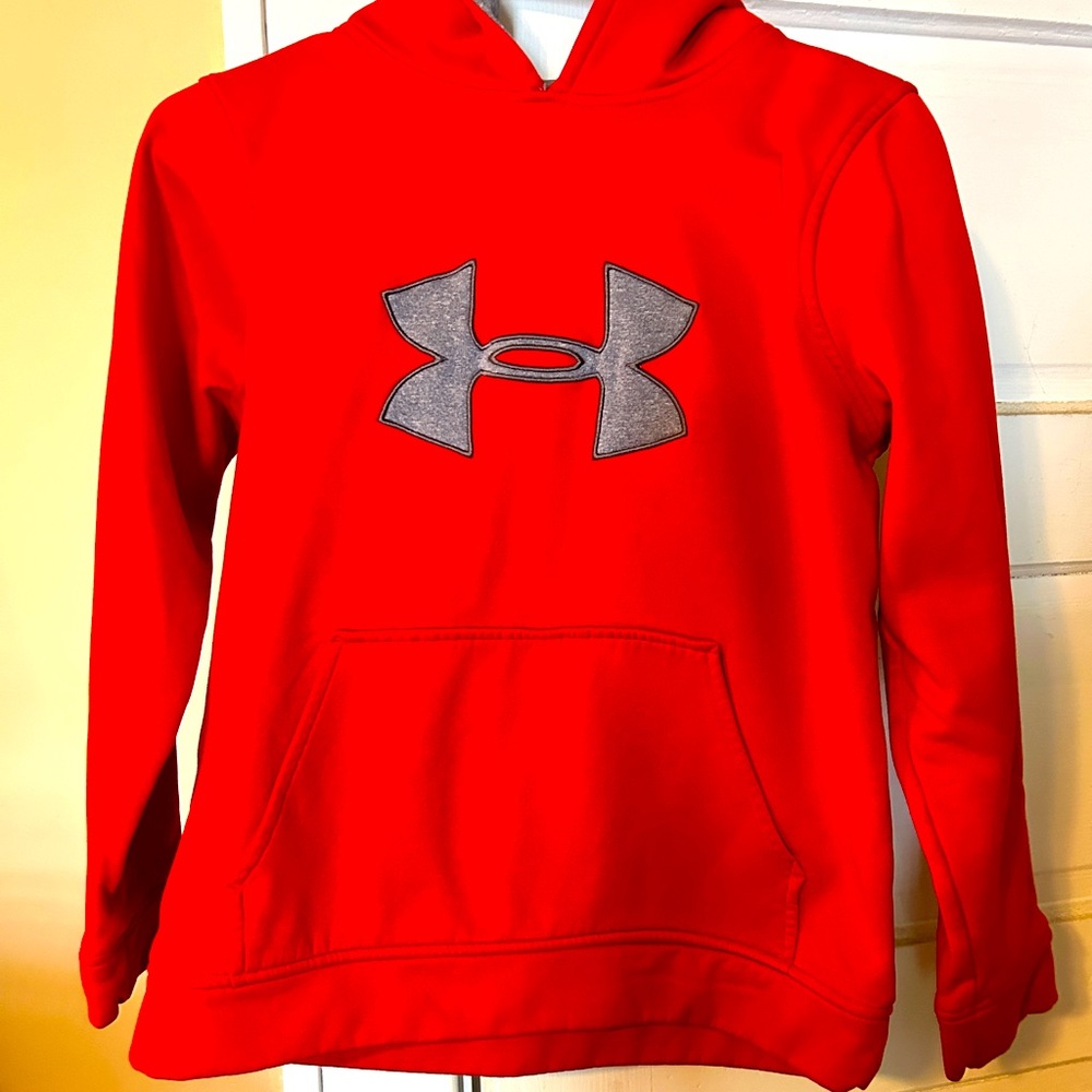 Under Armour Red and Gray Hoodie, youth size L